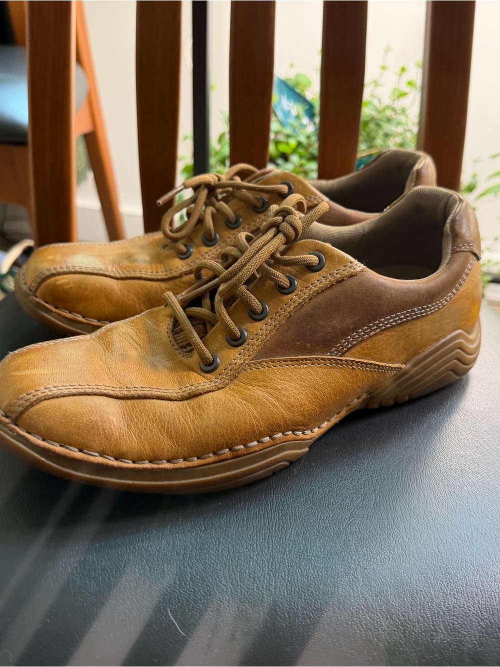 Rockport Men's Caramel Tan Leather Lace-Up Loafers Shoes